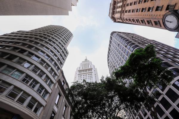 Altes Zentrum von Sao Paulo, Brasilien, mit den traditionellen Gebäuden in der Stadt.