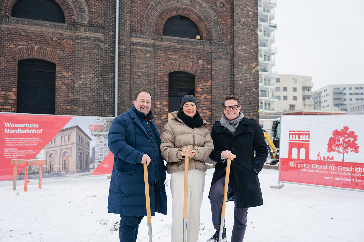 Bezirksvorsteher Alexander Nikolai, Vorständin der ÖBB-Infrastruktur AG Silvia Angelo, Stadtrat Jürgen Czernohorsky