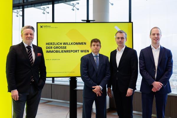 v.l.n.r.: Peter Weinberger, Geschäftsführer von Raiffeisen Immobilien in NÖ/Wien/Burgenland, Gunter Deuber, Raiffeisen Research, Martin Hauer, Raiffeisenlandesbank NÖ-Wien, Matthias Reith,  Raiffeisen Research