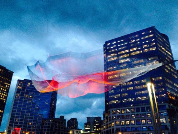 Gebäude Nacht Datenwolke