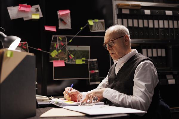 police officer analyzing mysterious crime scene ev 2023 12 15 18 38 03 utc